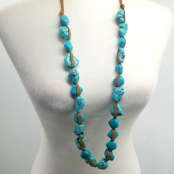 Chico's Southwestern Turquoise & Suede Necklace - Picture 5 of 7